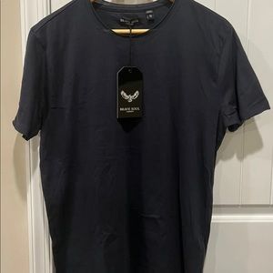 Brave Soul London Crew Neck Short Sleeve Men's T- Shirt Size Medium Navy Blue